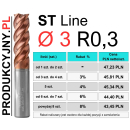 Frez z promieniem naroża fi 3 R0,3 ST LINE